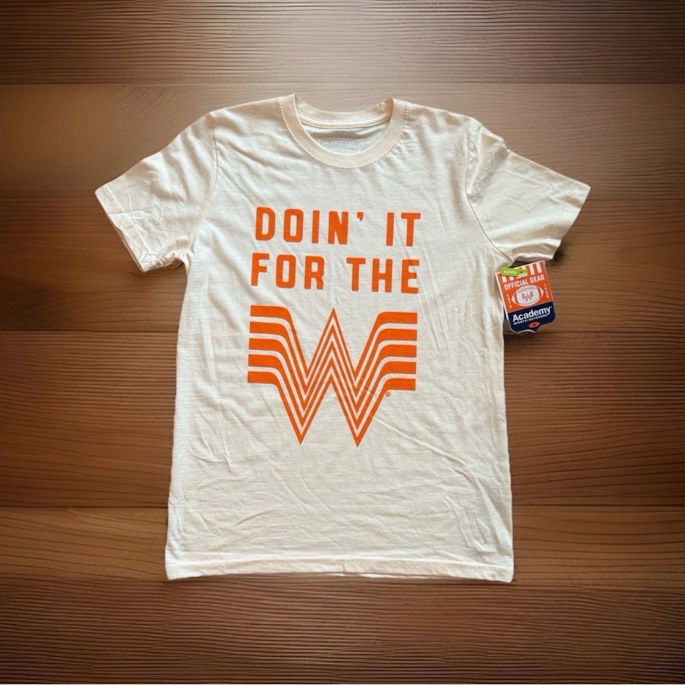Magellan Whataburger Shirt Youth Boys Size M Medium Cream Doin' It For The W NWT